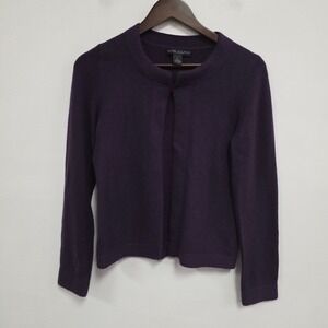 Elena Solano Womens Clasp Front 100% Cashmere Cardigan Size S Purple Tight Knit